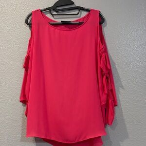 BOLD elements Vibrant Pink Cold Shoulder Blouse